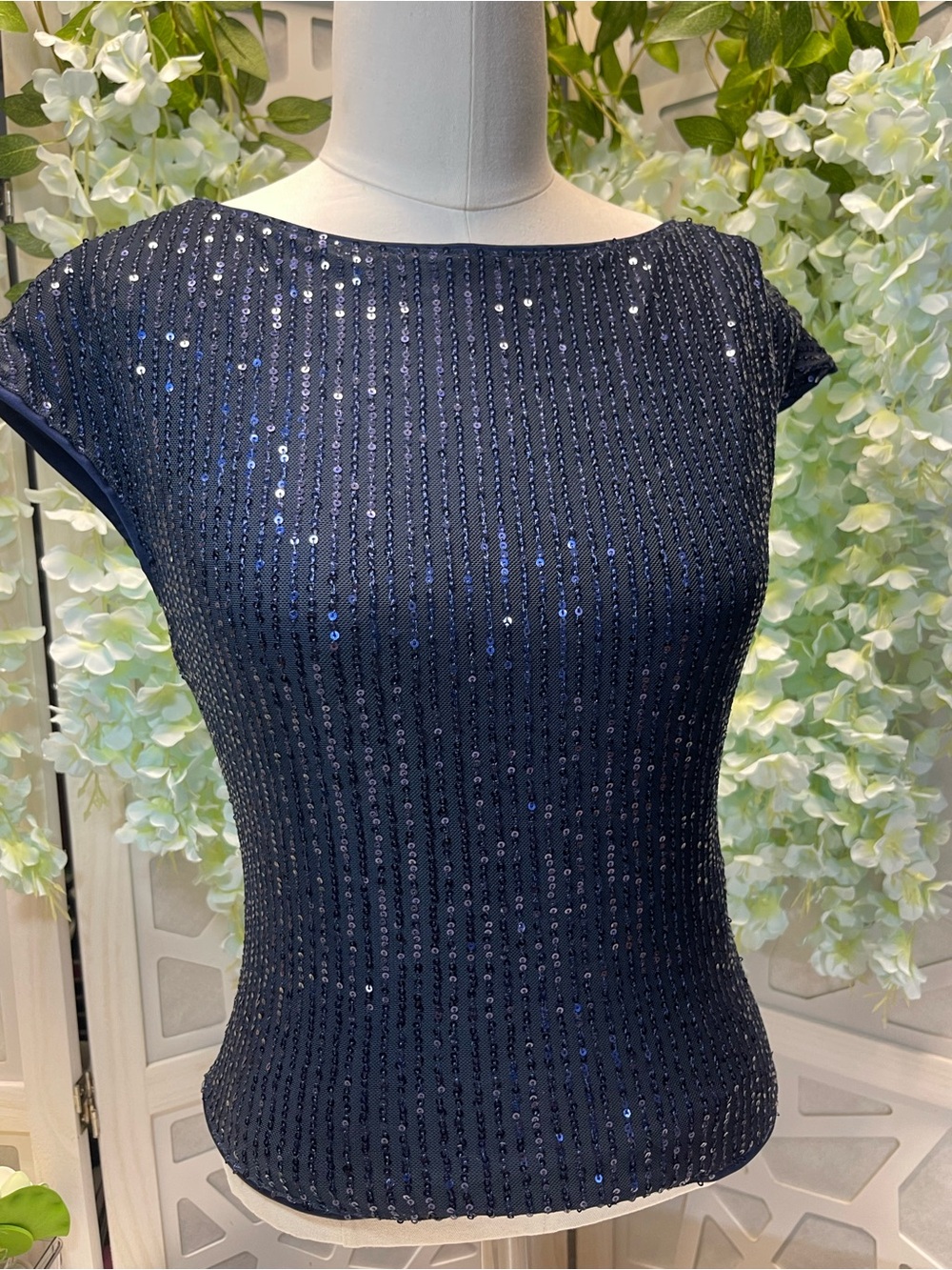 Source Unknown Navy Sequin Long Sleeve Dress